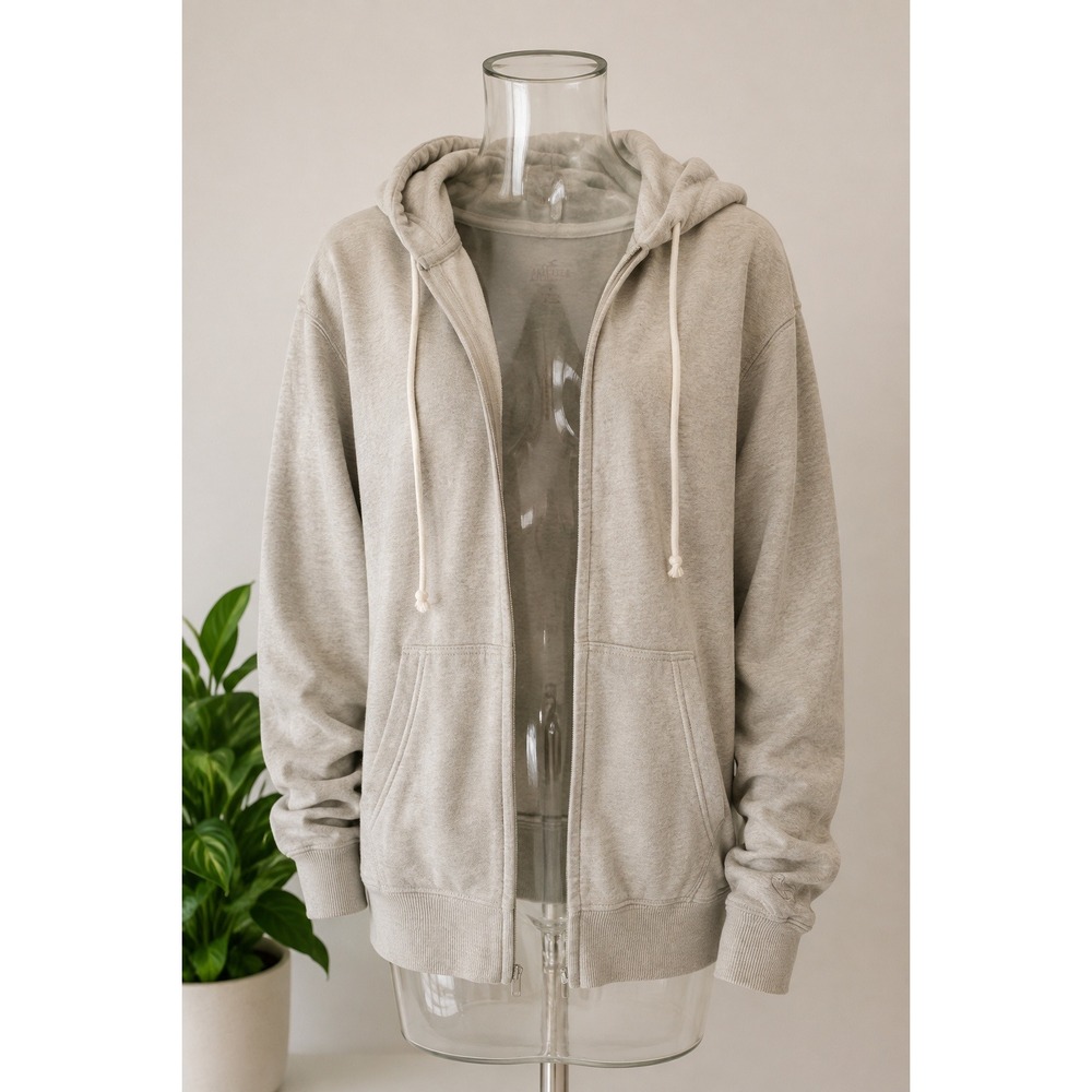 Hollister California Mens Medium Light Heather Grey Full Zip Fleece Hoodie